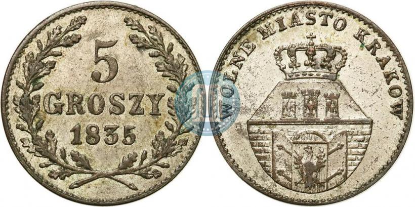 Picture 5 groszy 1835 year  "Free city of Kraków"
