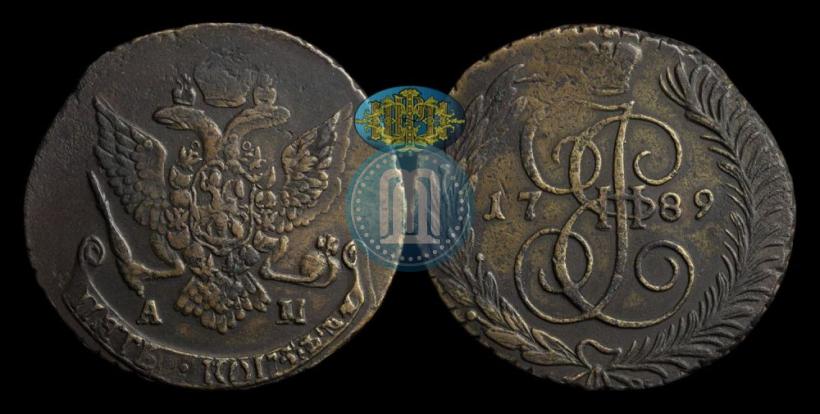 Фото 5 копеек 1789 года АМ 