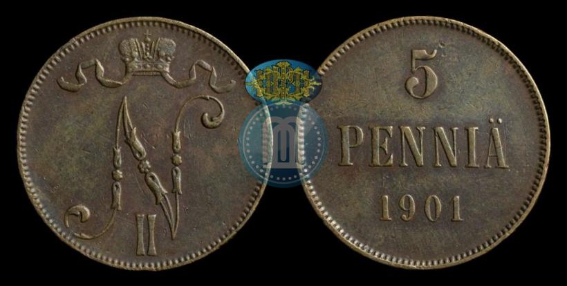 Picture 5 pennia 1901 year  