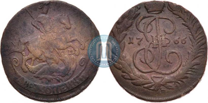 Фото 2 копейки 1766 года ММ 