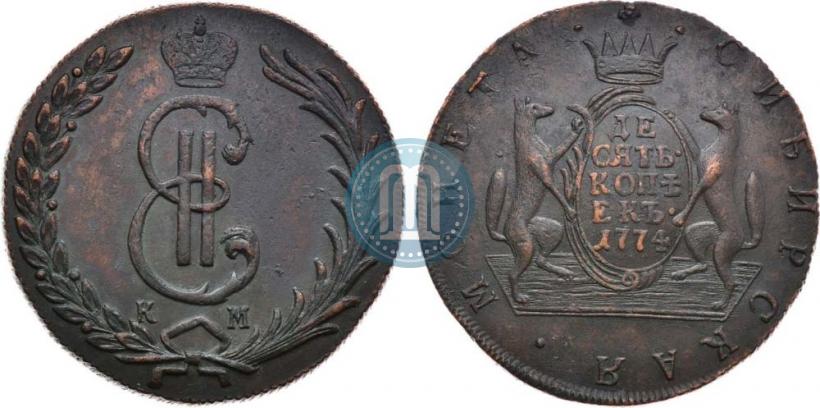Фото 10 копеек 1774 года КМ 