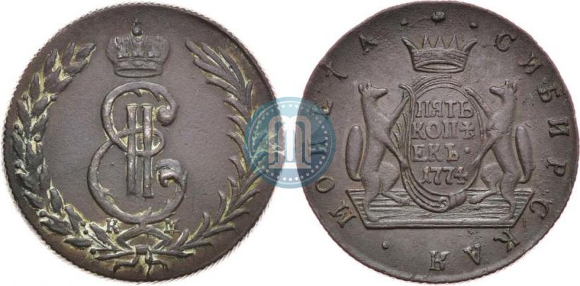 Фото 5 копеек 1774 года КМ 