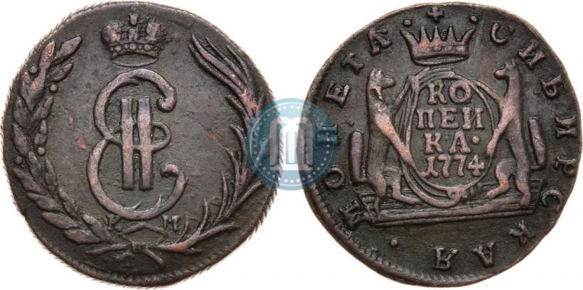 Фото 1 копейка 1774 года КМ 