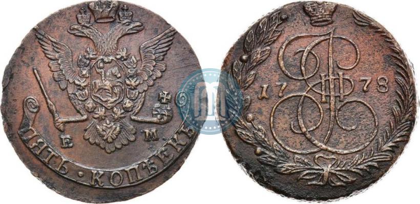 Picture 5 kopecks 1778 year ЕМ 