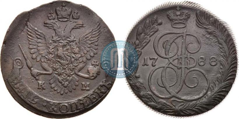 Фото 5 копеек 1788 года КМ 