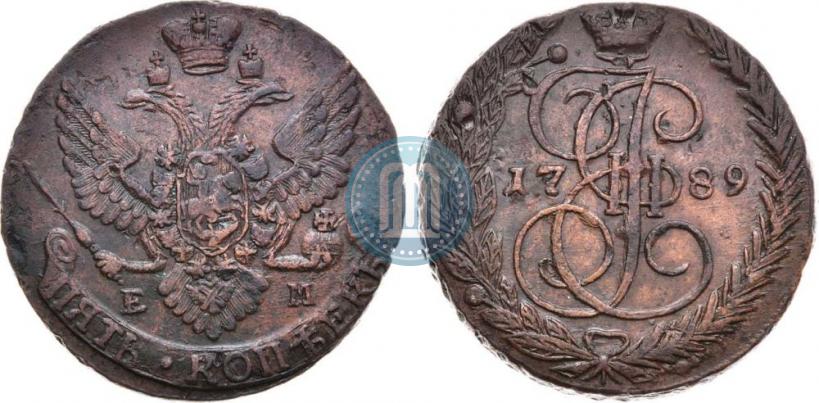 Picture 5 kopecks 1789 year ЕМ 