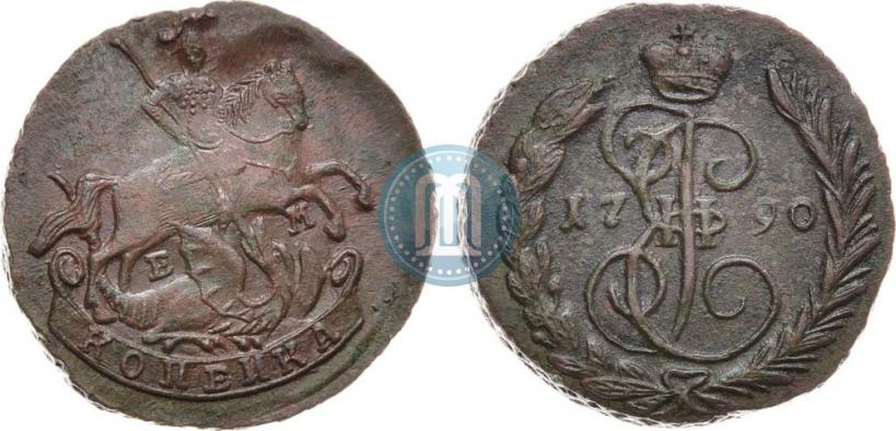 Picture 1 kopeck 1790 year ЕМ 