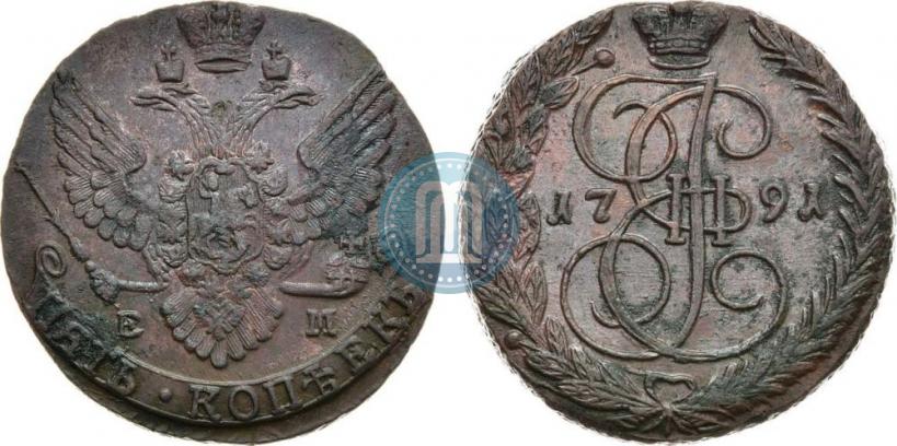 Фото 5 копеек 1791 года ЕМ 
