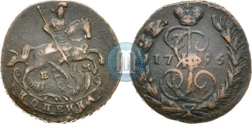 Picture 1 kopeck 1795 year ЕМ 