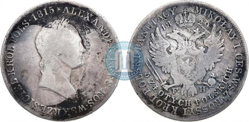 Picture 5 złotych 1829 year FH 