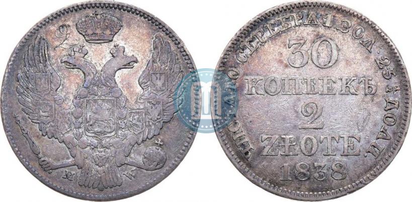 Picture 30 kopecks - 2 złotych 1838 year MW 