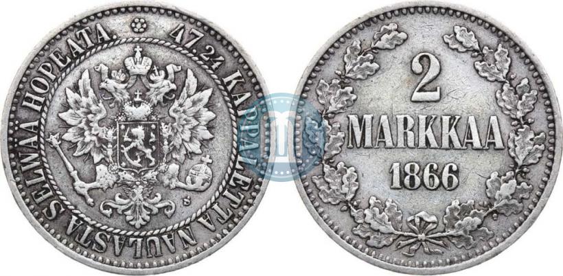 Picture 2 markkaa 1866 year S 