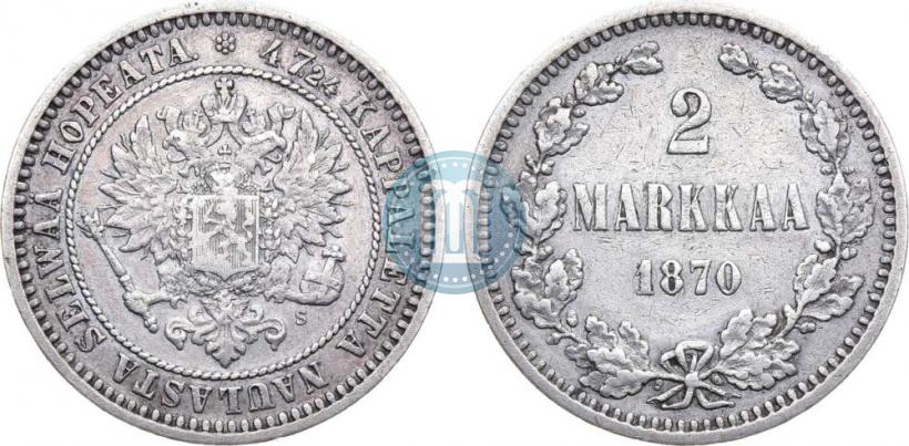 Picture 2 markkaa 1870 year S 