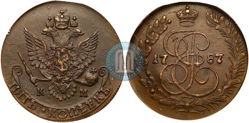 Фото 5 копеек 1787 года КМ 