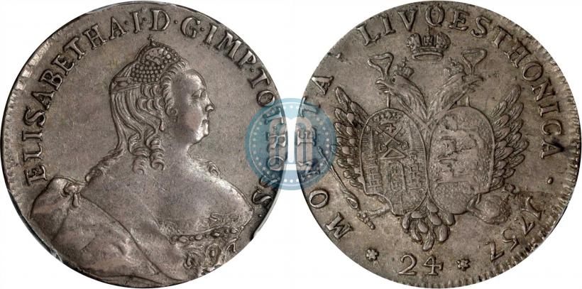 Picture 24 kopecks 1757 year  "For Livonia"