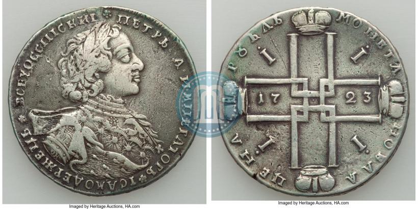 Фото 1 рубль 1723 года OK "Портрет в горностаевой мантии"