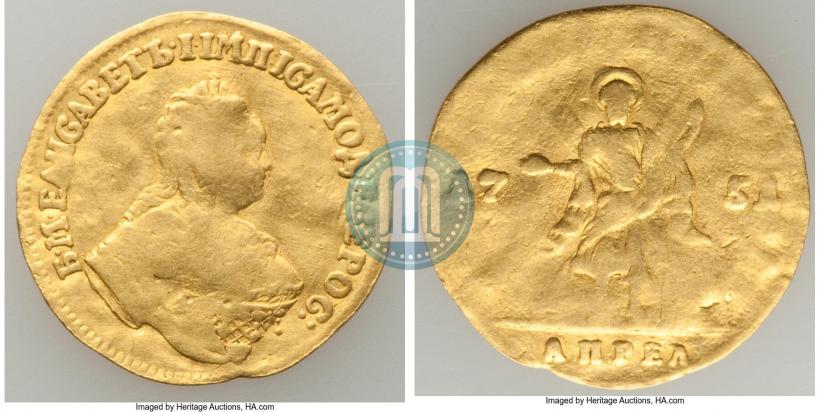 Фото 1 червонец 1751 года  "Св. Андрей на реверсе"