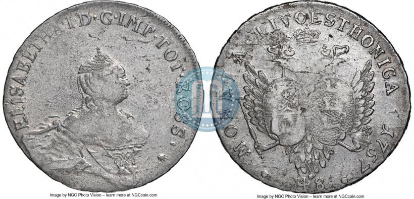 Picture 48 kopecks 1757 year  "For Livonia"