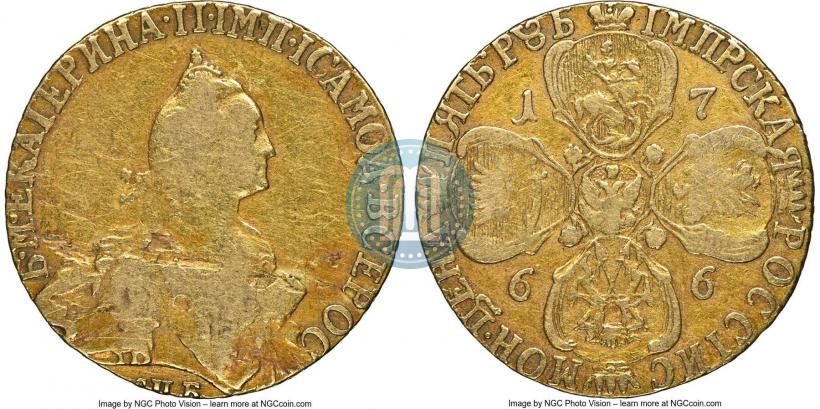 Picture 5 roubles 1766 year СПБ 