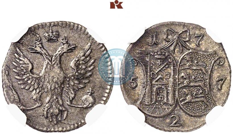Фото 2 копейки 1757 года  "Ливонез"