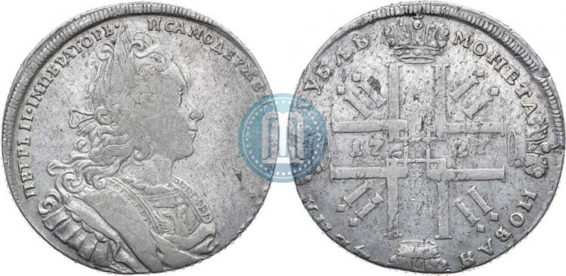 Фото 1 рубль 1727 года СПБ "Петербургский тип"