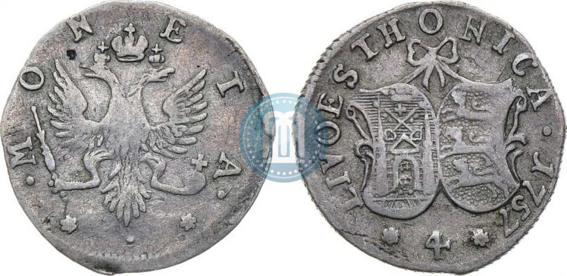 Фото 4 копейки 1757 года  "Ливонез"