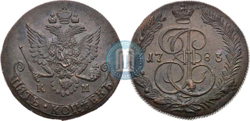 Фото 5 копеек 1783 года КМ 