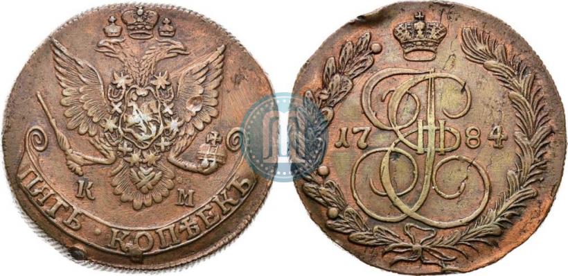 Фото 5 копеек 1784 года КМ 
