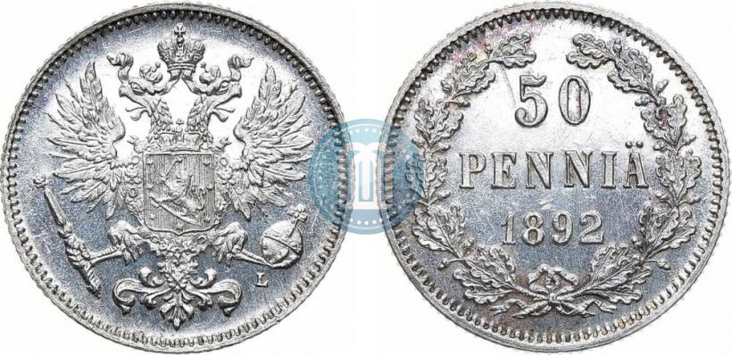 Фото 50 пенни 1892 года L 