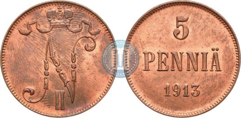 Picture 5 pennia 1913 year  