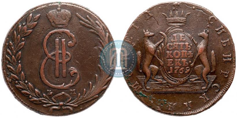 Фото 10 копеек 1769 года КМ 