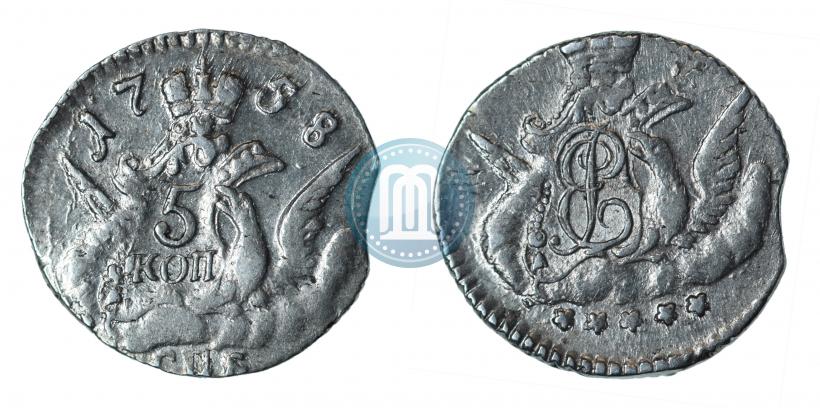 Фото 5 копеек 1758 года СПБ 