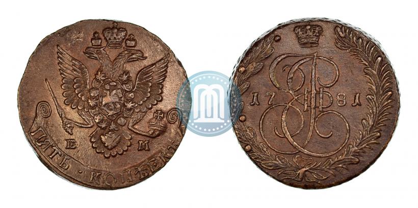 Picture 5 kopecks 1781 year ЕМ 
