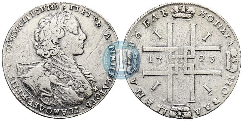 Фото 1 рубль 1723 года OK "Портрет в горностаевой мантии"