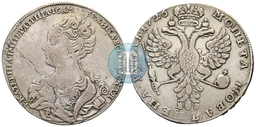 Фото 1 рубль 1726 года  "Московский тип, портрет влево"