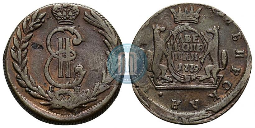 Фото 2 копейки 1779 года КМ 
