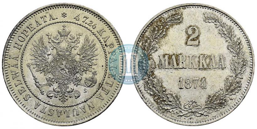Picture 2 markkaa 1874 year S 
