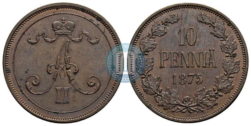 Фото 10 пенни 1875 года  