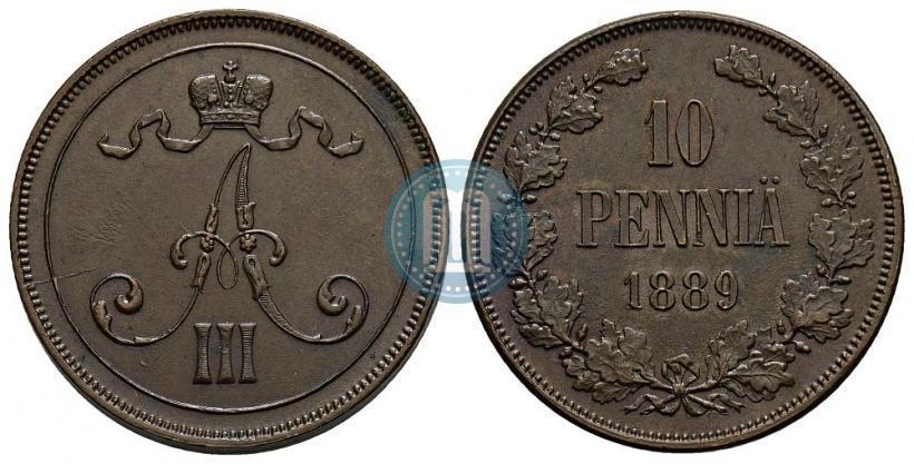 Picture 10 pennia 1889 year  
