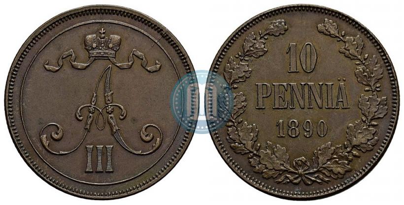 Picture 10 pennia 1890 year  