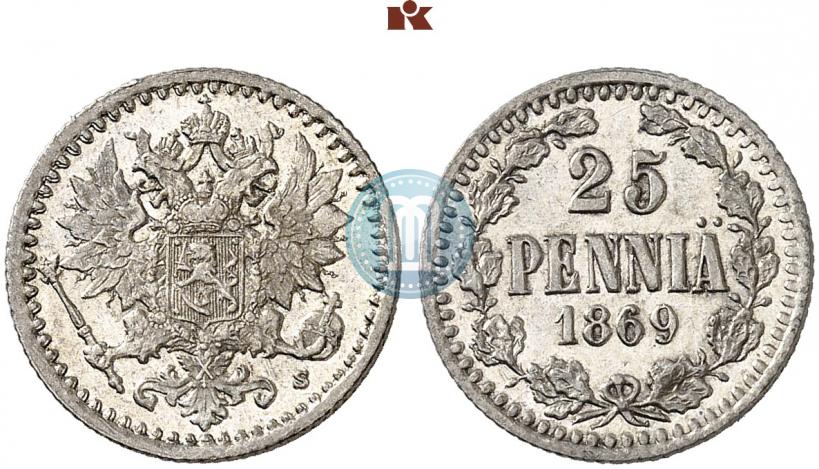 Picture 25 pennia 1869 year S 