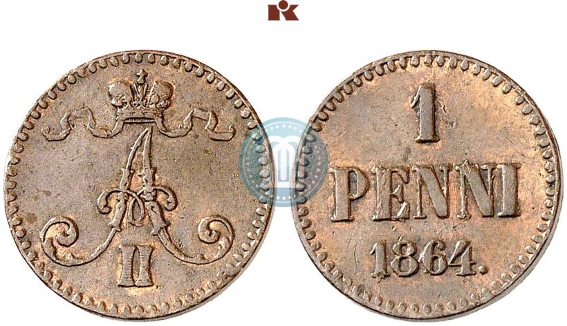 Фото 1 пенни 1864 года  