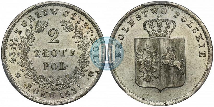 Picture 2 złote 1831 year KG "Polish uprising"