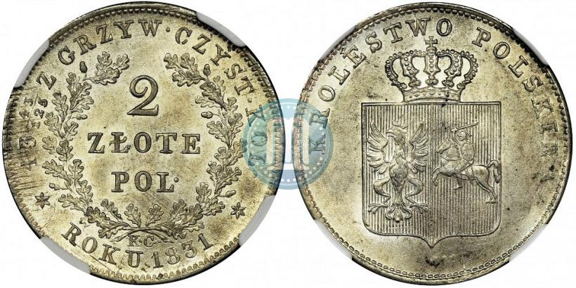 Picture 2 złote 1831 year KG "Polish uprising"