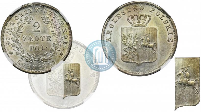 Picture 2 złote 1831 year KG "Polish uprising"