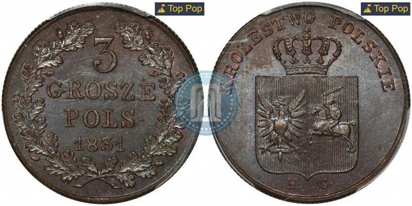Picture 3 grosze 1831 year KG "Polish uprising"