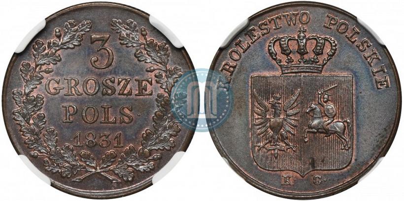 Фото 3 гроша 1831 года KG "Польское восстание"