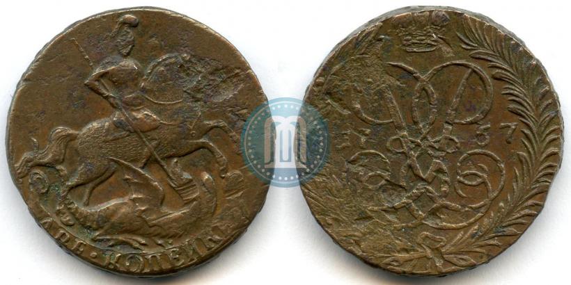 Фото 2 копейки 1757 года  "Номинал под Св. Георгием"