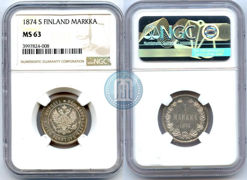 Picture 1 markka 1874 year S 