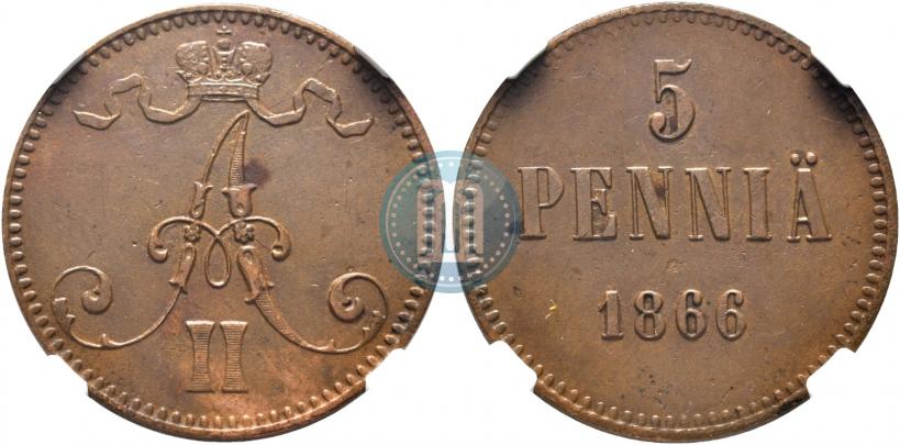 Фото 5 пенни 1866 года  